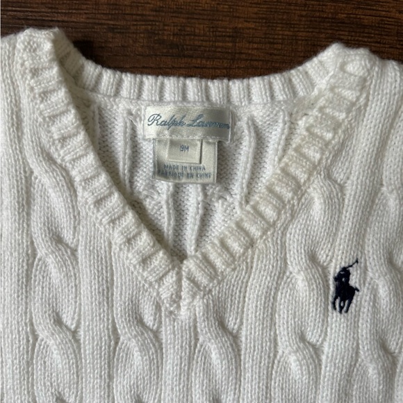 Ralph Lauren Baby Boy 9 Months White Sweater Vest - Picture 2 of 6